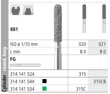 INTENSIV DIAMOND BUR 315C COARSE (881-020)FG/6