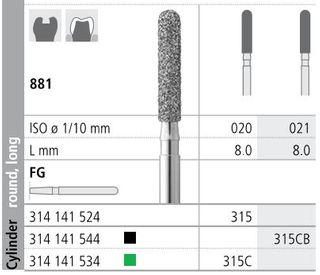 INTENSIV DIAMOND BUR 315 STD (881-020) FG/6