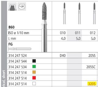 INTENSIV DIAMOND BUR 3205 FINE (860-012) RA/6