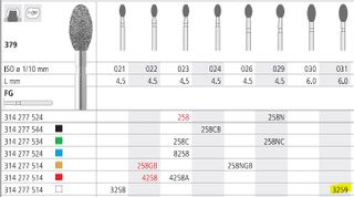 INTENSIV DIAMOND BUR 3259 FINE (379-031) FG/6