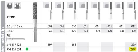 INTENSIV DIAMOND BUR 399C CRS (836KR-012) FG /6