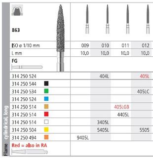 INTENSIV DIAMOND BUR 405LR STD (863-012) RA / 6