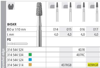 INTENSIV DIAMOND BUR 409R GOLD (845KR-017) FG/6