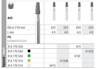 INTENSIV DIAMOND BUR 413 STD (845-024) FG/6