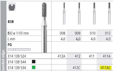 INTENSIV DIAMOND BUR 411A CRSE (838-012) FG/6