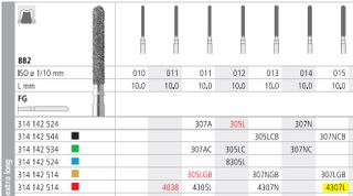 INTENSIV DIAMOND BUR 4307L FINE (882-015) FG /6