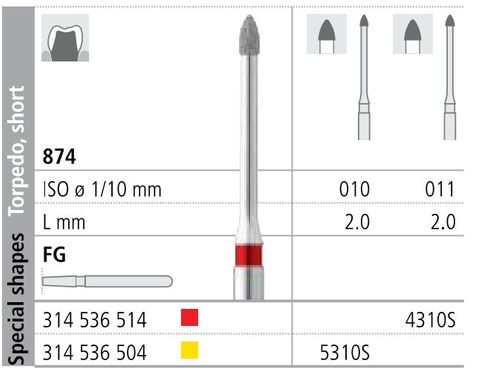 INTENSIV DIAMOND BUR 4310S FINE (874-011) FG/6