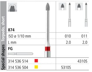 INTENSIV DIAMOND BUR 4310S FINE (874-011) FG/6