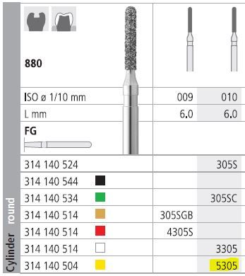 INTENSIV DIAMOND BUR 5305 X-FINE (880-010) FG/6