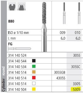 INTENSIV DIAMOND BUR 5305 X-FINE (880-010) FG/6