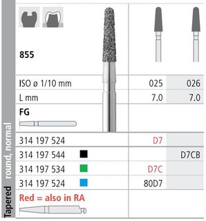 INTENSIV DIAMOND BUR 80D7 STD (855-025) FG/6