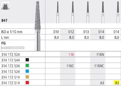 INTENSIV DIAMOND BUR B2 FINE (847-014) FG/6