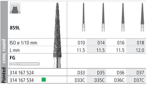 INTENSIV DIAMOND BUR D36 STD (859L-016) FG/6