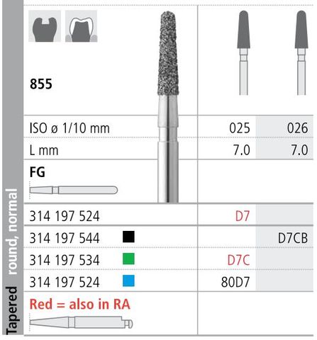 INTENSIV DIAMOND BUR D7 XCRSE (855-026) FG/6