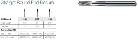 1157-5 FG JET CARBIDE STR FISS DOME PKT5