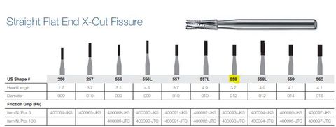 558-5 FG JET CARBIDE BUR ST FISS CCUT /5