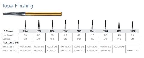 7702-5 FG JET CARBIDE TAPER FINISH PKT 5