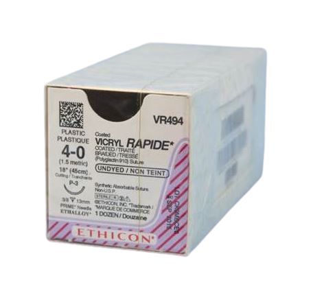 SUTURE VICRYL RAPIDE 4/0 13MM RCPRIME/12