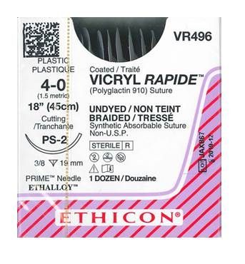 SUTURE VICRYL RAPIDE 4/0 19MM RCPRIME/12