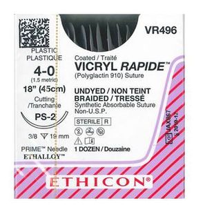 SUTURE VICRYL RAPIDE 4/0 19MM RCPRIME/12