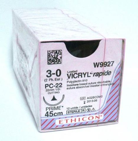 SUTURE VICRYL RAPIDE 3/0 22MM CCPRIME/12