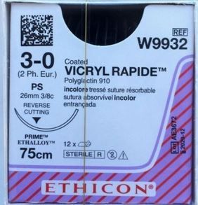 SUTURE VICRYL RAPIDE 3/0 26MM RCPRIME/12