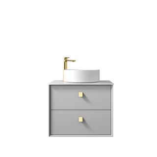 Boston 600mm Light Grey Wall Hung Vanity with Mont Blanc Top 10TH