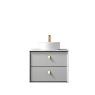 Boston 600mm Light Grey Wall Hung Vanity with Mont Blanc Top 12TH