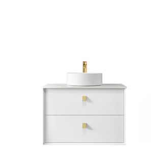 Boston 750mm Satin White Wall Hung Vanity with Mont Blanc Top 12TH