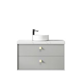Boston 900mm Light Grey Wall Hung Vanity with Mont Blanc 60mm Top 10TH