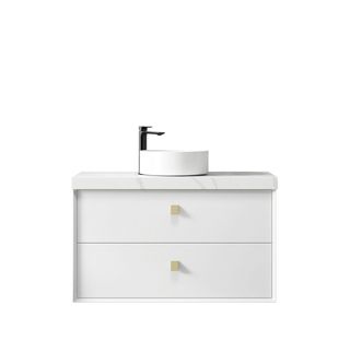 Boston 900mm Satin White Wall Hung Vanity with Mont Blanc 60mm Top 10TH