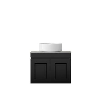 Hampton Mark II 600mm Satin Black Wall Hung Vanity with Amani Grey Top NTH