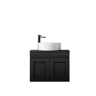 Hampton Mark II 600mm Satin Black Wall Hung Vanity with Empire Black Top 10TH