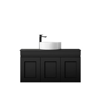 Hampton Mark II 900mm Satin Black Wall Hung Vanity with Empire Black Top 10TH