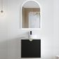Marlo 600mm Matte Black Wall Hung Vanity with Mont Blanc Top 12TH