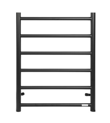 Vetto / Celine Matte Black 6 Bar Round Heated Towel Ladder - Universal Inlet