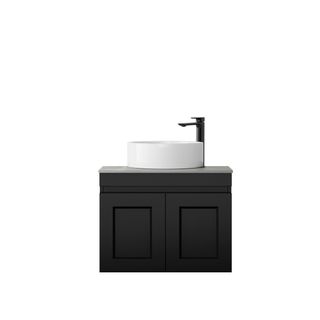 Hampton Mark II 600mm Satin Black Wall Hung Vanity with Amani Grey Top 2TH