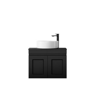 Hampton Mark II 600mm Satin Black Wall Hung Vanity with Empire Black Top 2TH