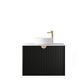 Marlo 750mm Matte Black Wall Hung Vanity with Mont Blanc Top 2TH
