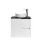 Noosa 600mm Satin White Wall Hung Vanity with Empire Black Top 2TH