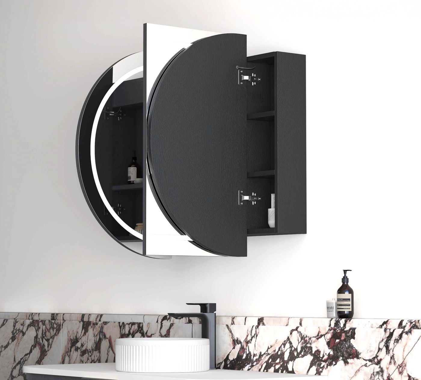 LED Bondi 1200x750 Black Oak Shaving Cabinet