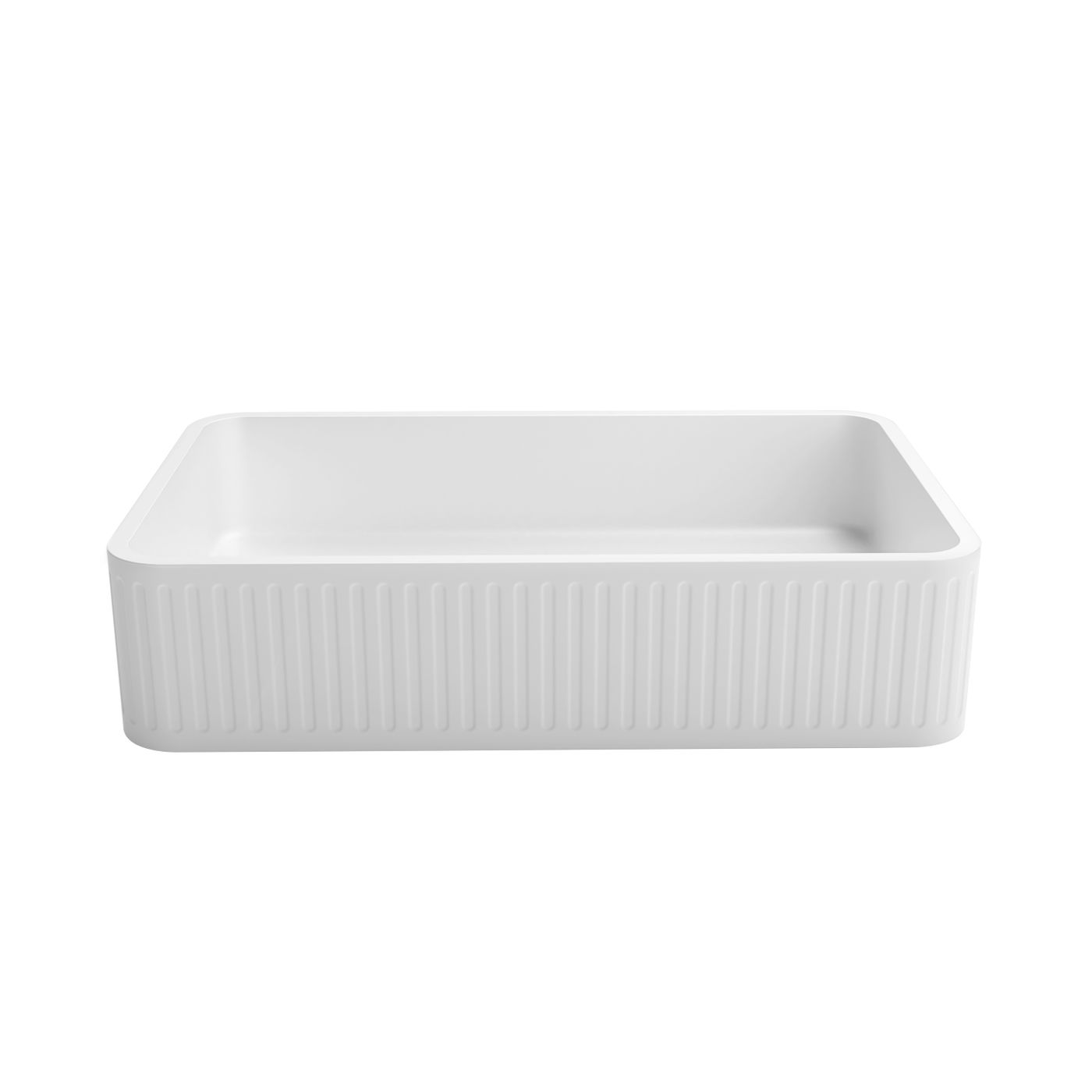 Hudson Square 520x320x120 Concrete Fluted White Basin