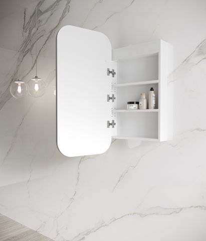 LED Newport 900x450 White Shaving Cabinet Soft Square