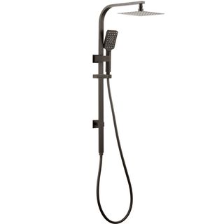 Taran 250mm Gun Metal Twin Shower On Rail Top Inlet Square