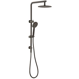 Pavia Twin Shower On Rail 250mm Shower Head Round Gunmetal