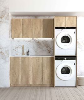 Laundry Kit 1960C Byron/Bondi Natural Oak with Pure White Top