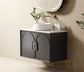 Laguna 900mm Black American Oak Wall Hung Vanity with Pure White Top