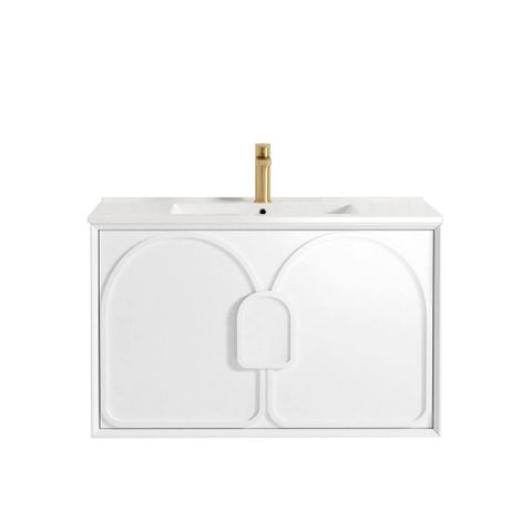 Laguna 900mm Satin White Wall Hung Vanity