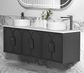 Laguna 1800mm Black American Oak Wall Hung Vanity with Natural Carrara Marble Top