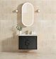 Laguna 750mm Black American Oak Wall Hung Vanity with Undermount Natural Carrara Marble Top & Basin